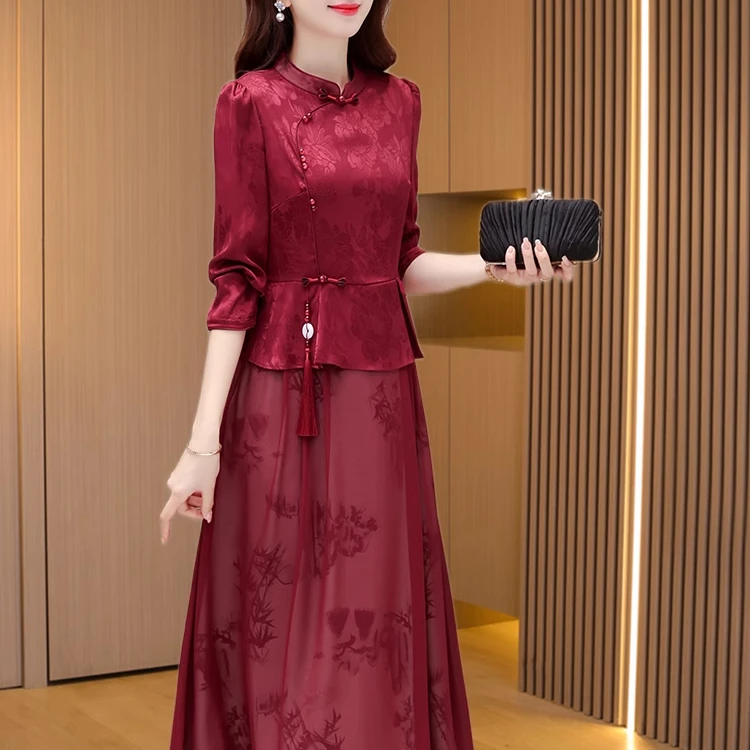 装礼服喜婆婆婚宴2025新款旗袍连衣裙高端轻奢高级感出游服装女