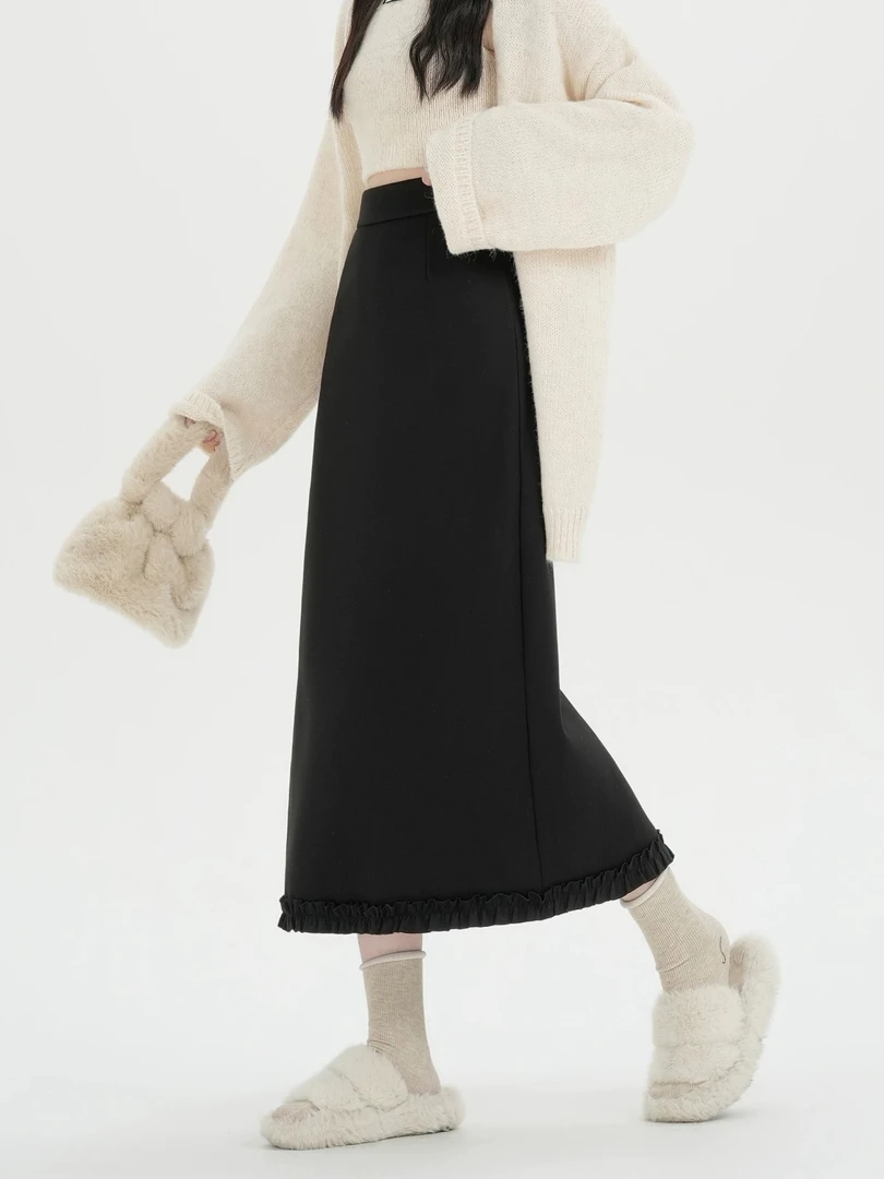 【李姑娘专属】855286加绒加厚木耳边糯米裙