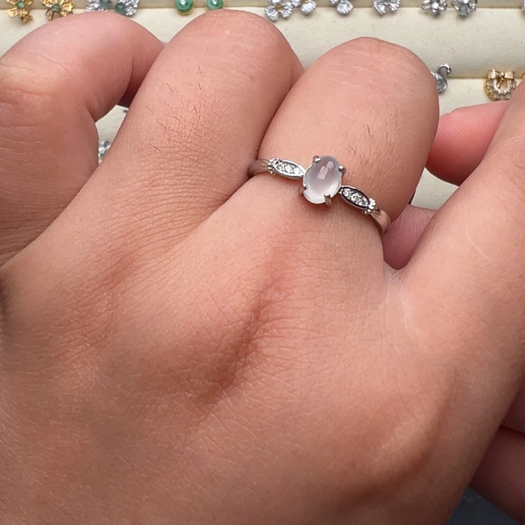 翡翠戒指银S925镶嵌戒指