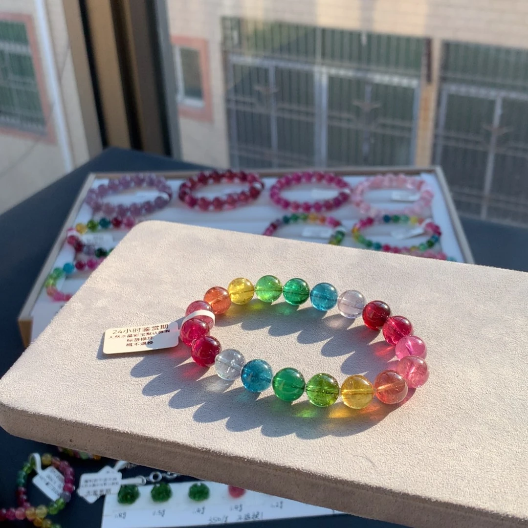 手链碧玺未镶嵌浓艳透体色标大单圈