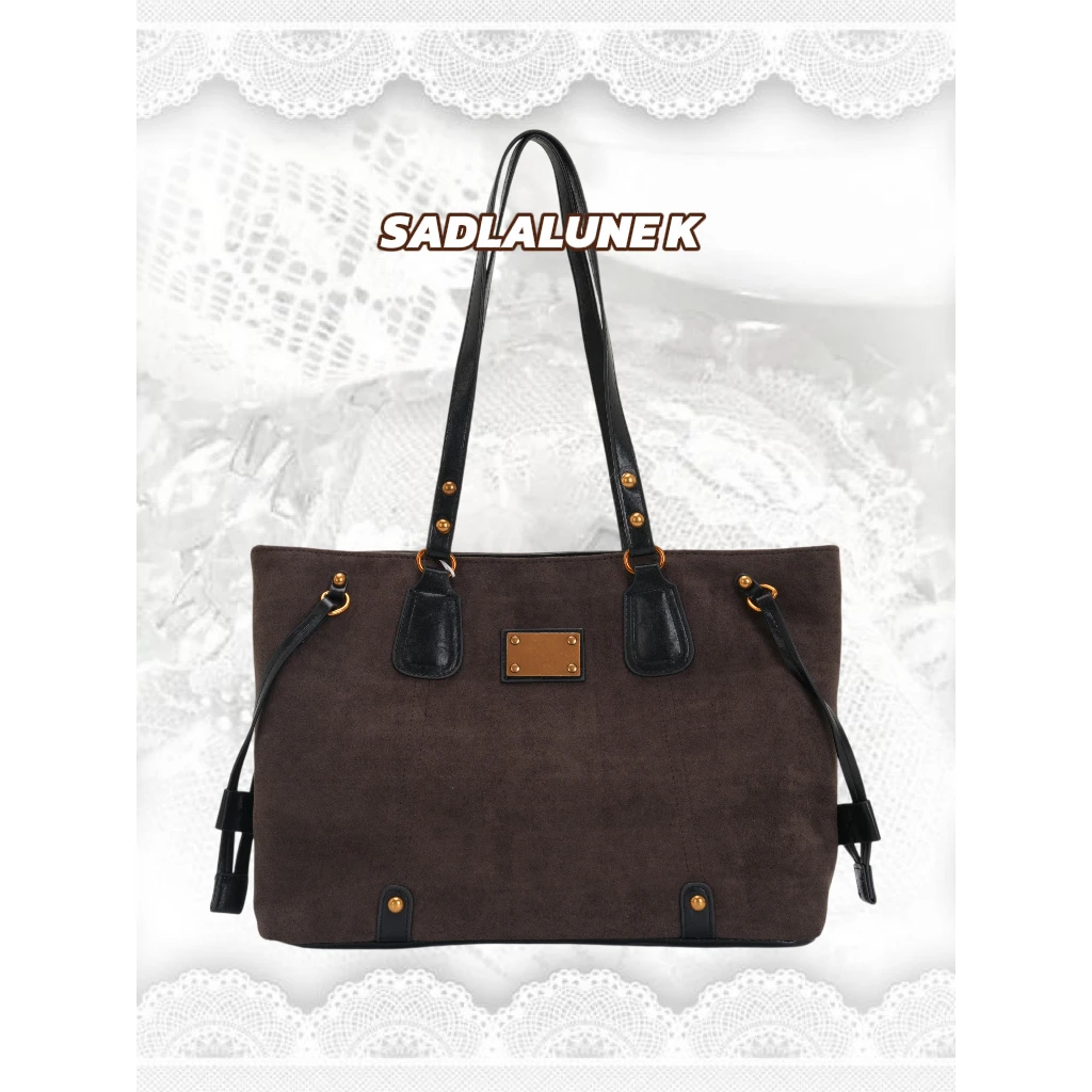 SADLALUNEK【小众设计款】美拉德绒面手提包单肩包大容量3411