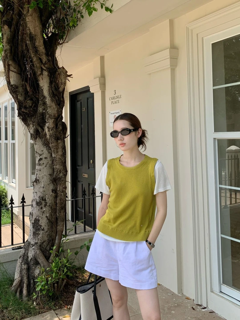 THE MIND（5068#）气质时尚假两件针织背心短袖