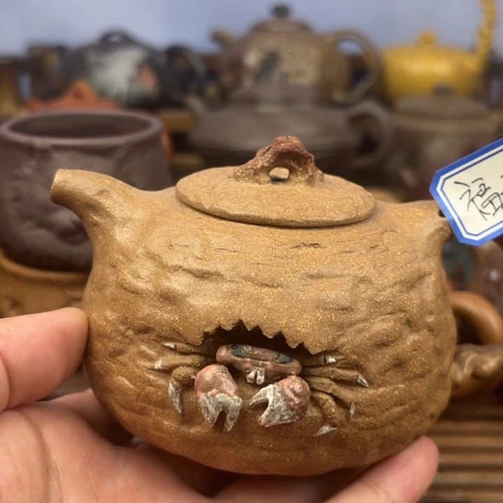 茶壶紫砂螃蟹供春老段泥220c