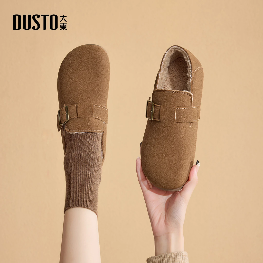 大东女鞋包跟勃肯鞋2025秋冬新款加绒保暖复古休闲百搭棉鞋1207