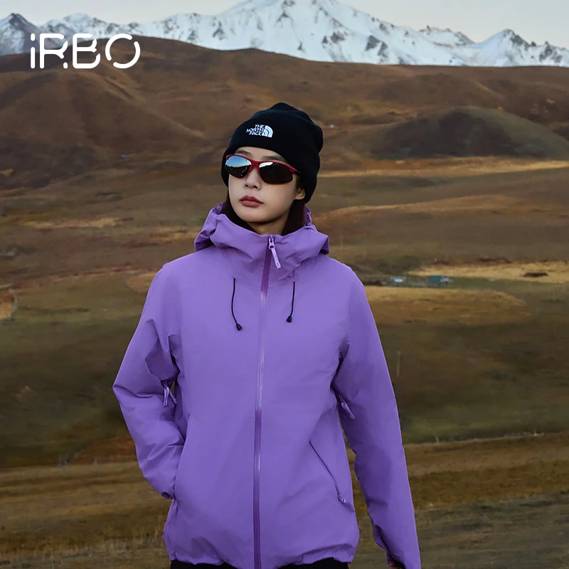 IRBO2024秋季新款全压胶户外登山腋下透气连帽偏软硬壳冲锋衣外套