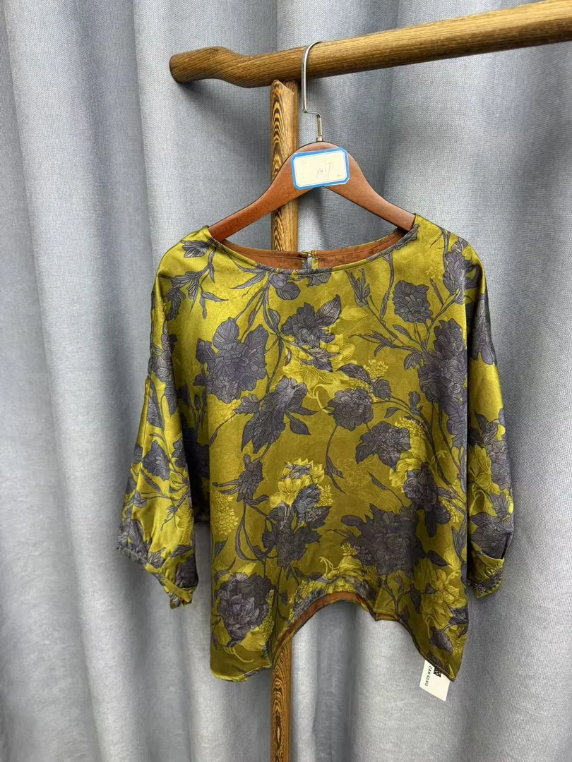 2025新款时尚休闲香云纱圆领上衣Y417