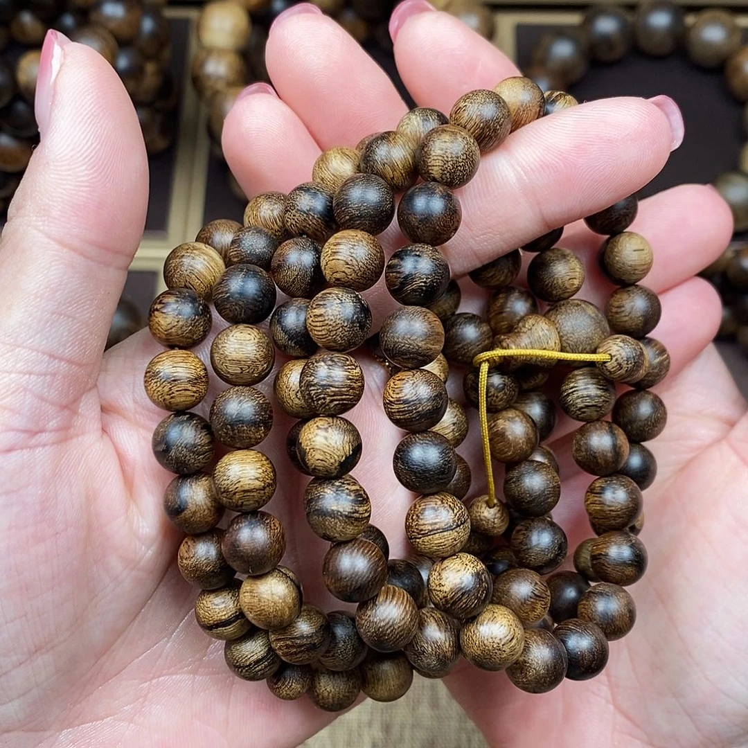 沉香手串越南芽庄白棋楠虎皮缨子瘤疤沉水