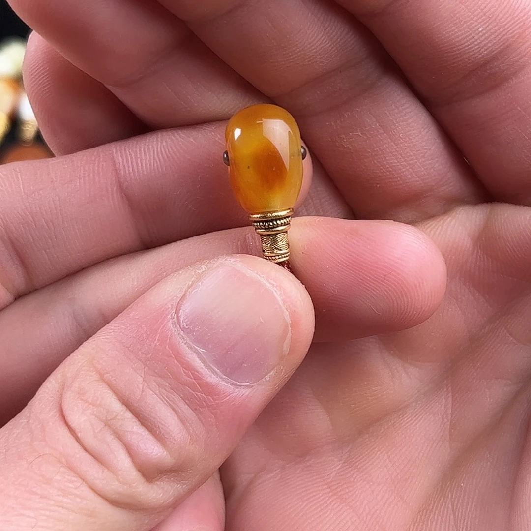 蜜蜡银S925镀金镶嵌珠宝奇石