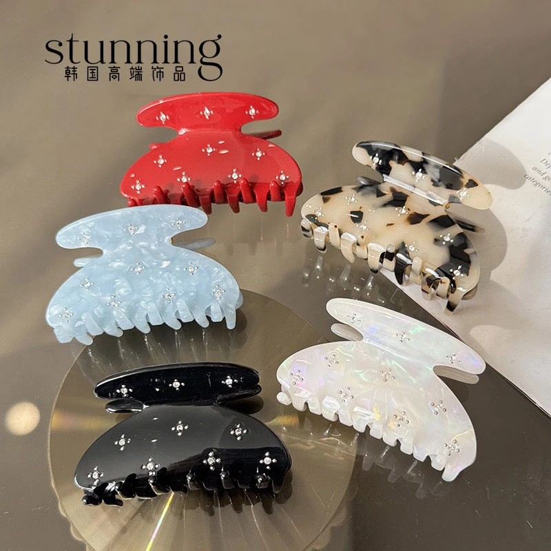 欧美风法式醋酸中小号抓夹女少女风日韩发夹头饰发卡半抓头饰发夹