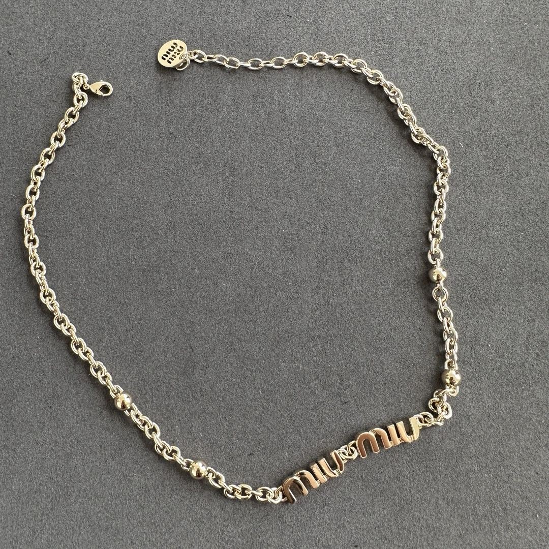 99新 MIU MIU/缪缪 蔚蓝/金色 项链