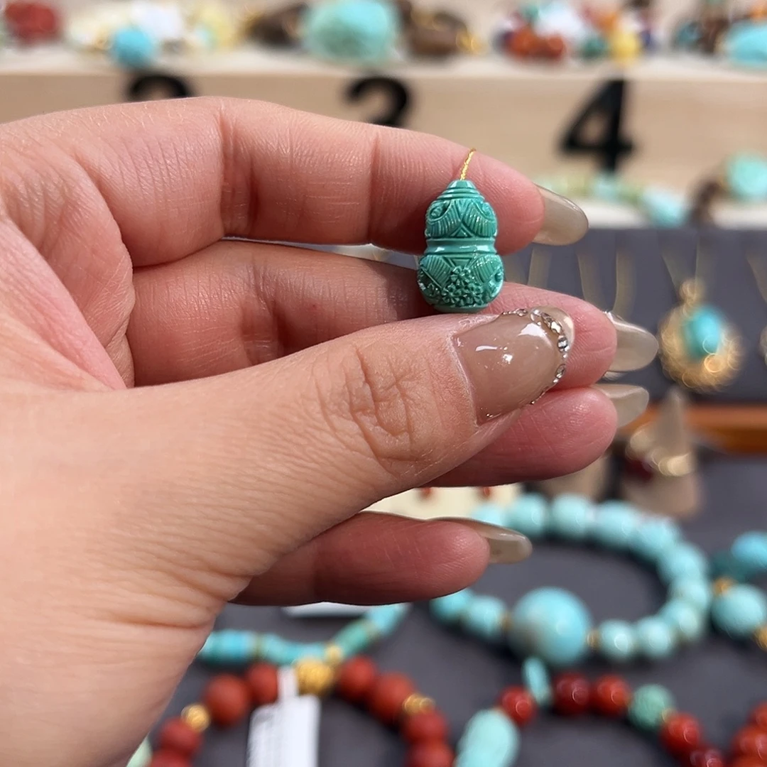 绿松石未镶嵌把件花丝葫芦配饰