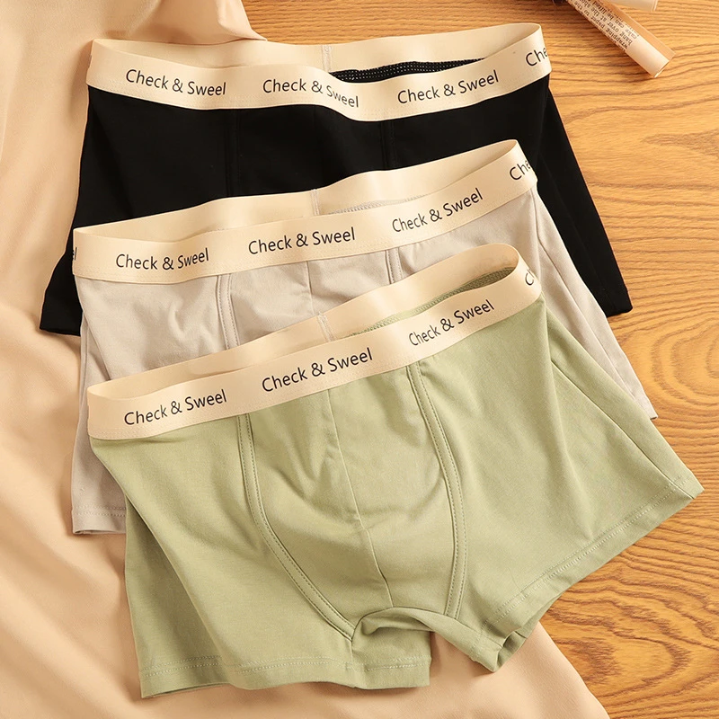 男士内裤男纯棉四角裤舒适透气青少年简约时尚男生平角短裤头短裤