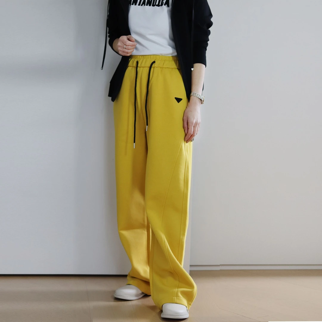 2025春季新款女士卫裤高腰刺绣长裤香蕉库宽松女卫衣裤休闲百搭裤