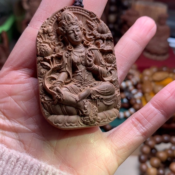 无事牌檀香木老山檀度母牌瑕疵