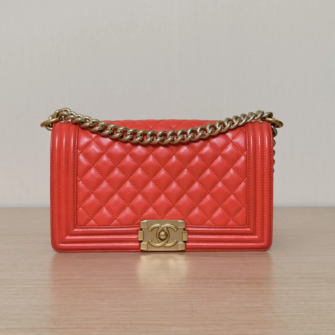 95新 Chanel/香奈儿 小花Jerry活动Leboy 中号 红色 23开 金扣