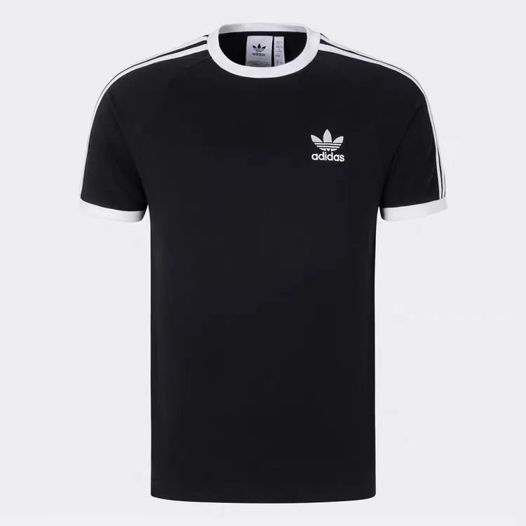 阿迪达斯三叶草正品经典三条纹中性运动休闲短袖圆领T恤KB2459