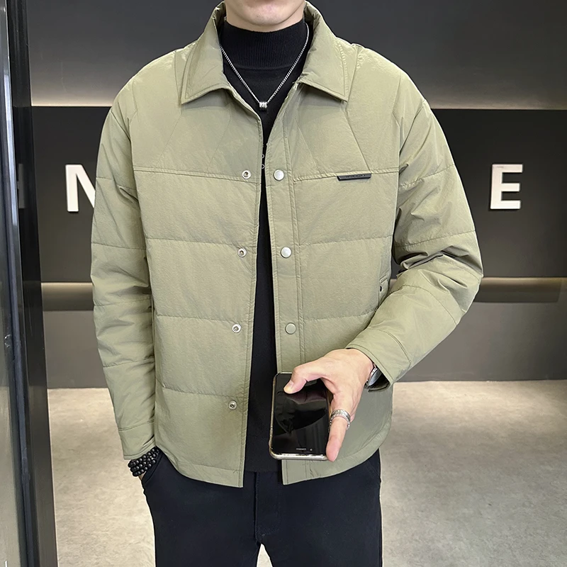 男士冬季羽绒服鸭绒保暖商务基础型大众常规百搭休闲立领外套