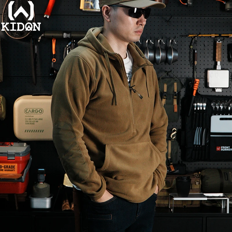 KIDON抓绒衣SPIKE秋冬保暖运动套头摇粒绒连帽卫衣抓绒套头帽衫L3