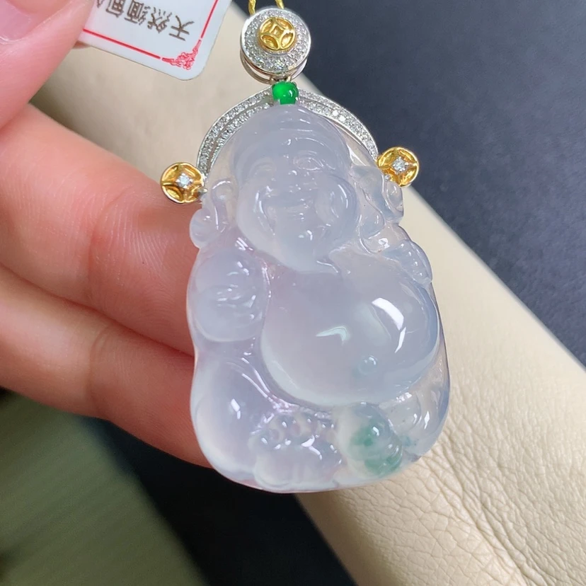 【闪购商品】翡翠颈饰18K金镶嵌财神