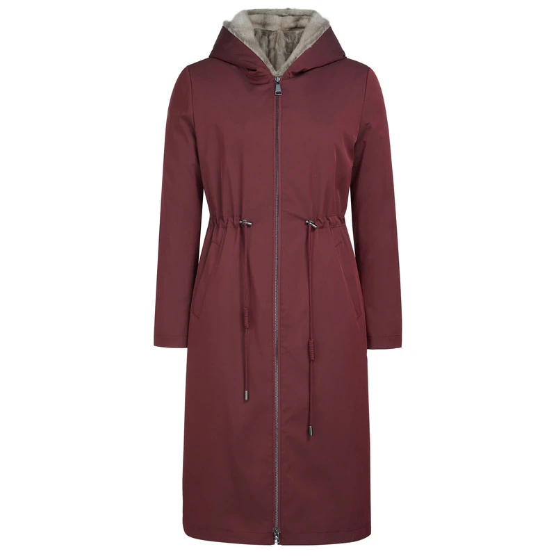 娜尔思水貂毛皮冬新款防寒派克外套中长款连帽保暖NT00205B5