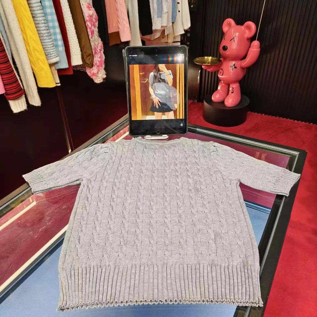 G718时尚钉珠针织短袖休闲设计师圆领百搭夏季套头