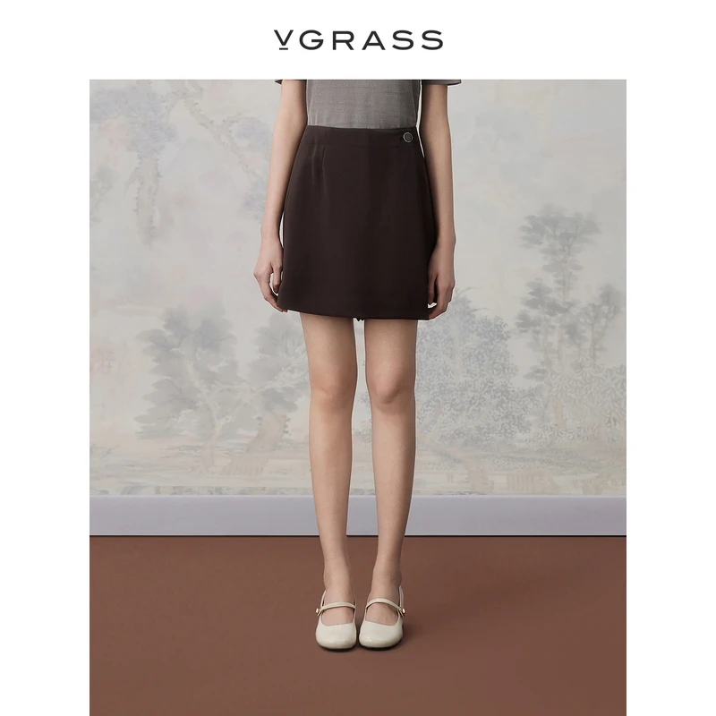 【晨粉专享】VGRASS复古微A裤子夏季薄款裤裙一体防走光VSK3O20120