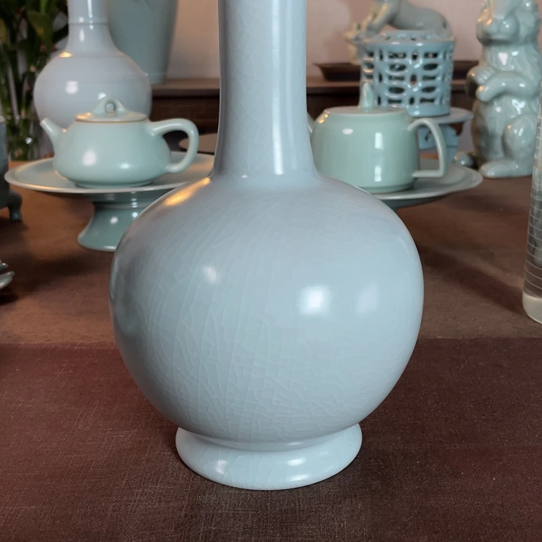 瓷全品月白原矿汝瓷当代高度22公分