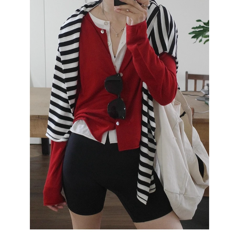 巨推荐！慵懒风休闲百搭柔软舒适圆领长袖针织衫打底衫开衫上衣女