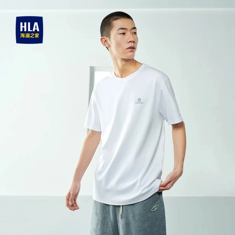 HLA/海澜之家纯棉短袖高档新款休闲短袖T恤上衣t恤男男款爸爸男士
