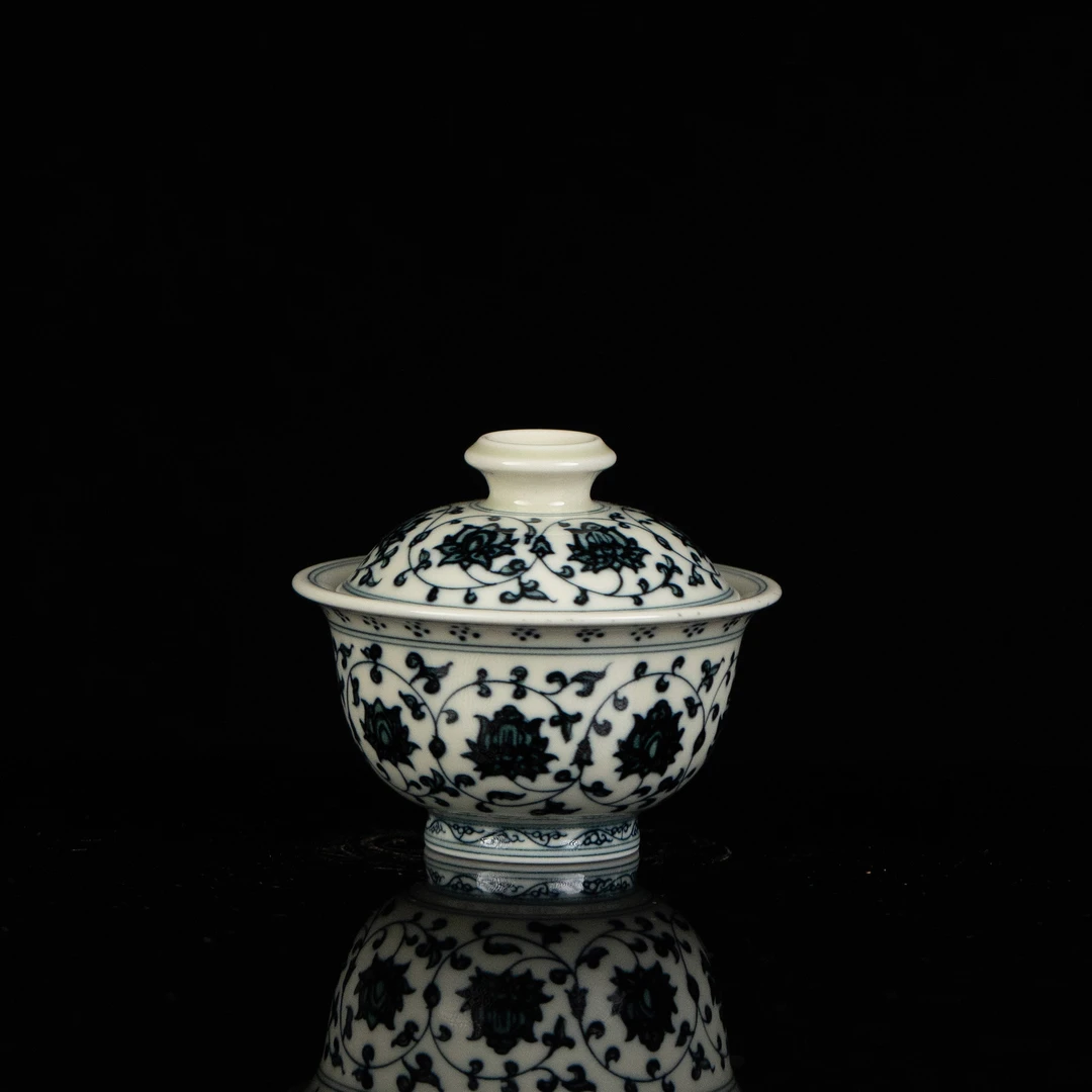 【利贞】2号釉缠枝莲盖碗约140cc纯手绘制茶具LQT