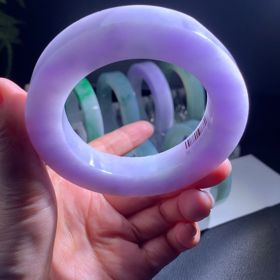 未镶嵌手镯定制翡翠紫罗兰56-68微瑕