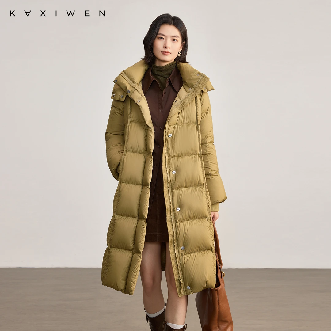 佧茜文云感连帽羽绒服「90绒」松弛感保暖长款立领外套X10AYN8116