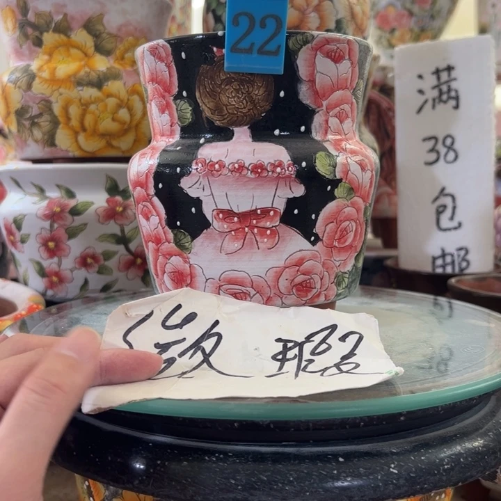 景德镇手绘花盆满38包邮偏远地区除外