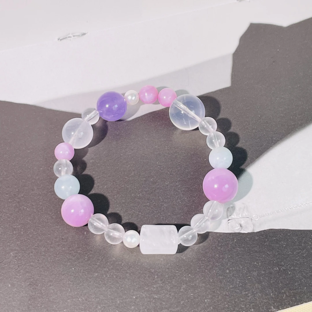 【1057 情绪闪回】白水晶紫锂辉等水晶7mm手串面小仙多样性发其一Z