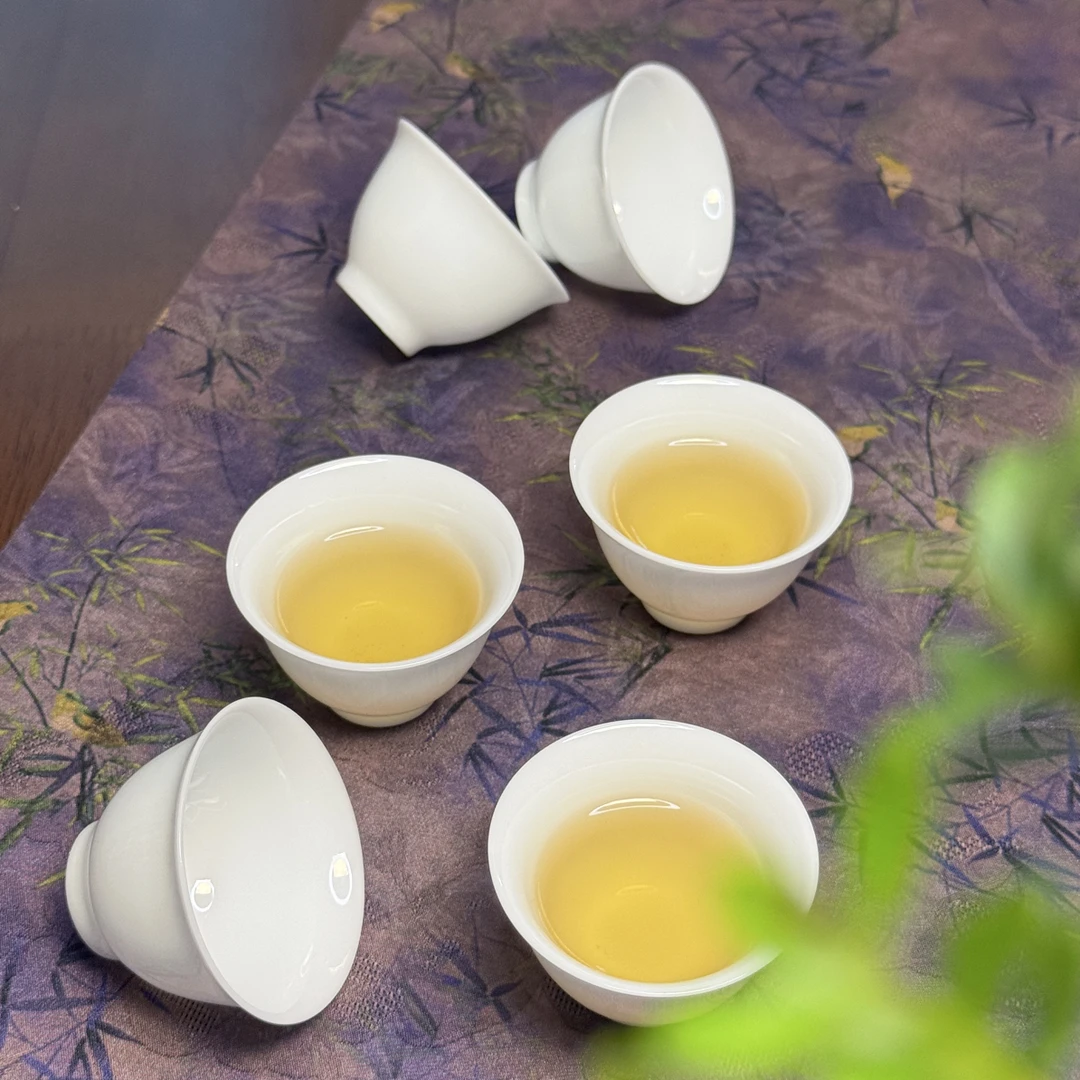 【高级冰种茶杯】纯白色美人杯斗笠杯简约款功夫茶杯自用送礼适用