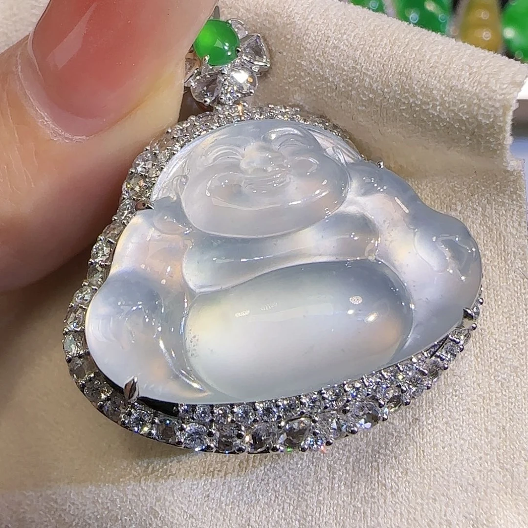 翡翠颈饰18K金镶嵌可拆卸