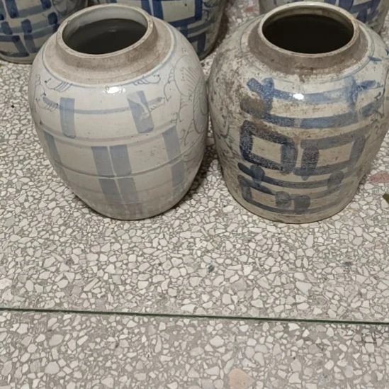瓷片双双双喜临门罐罐摆件青花陶瓷摆件