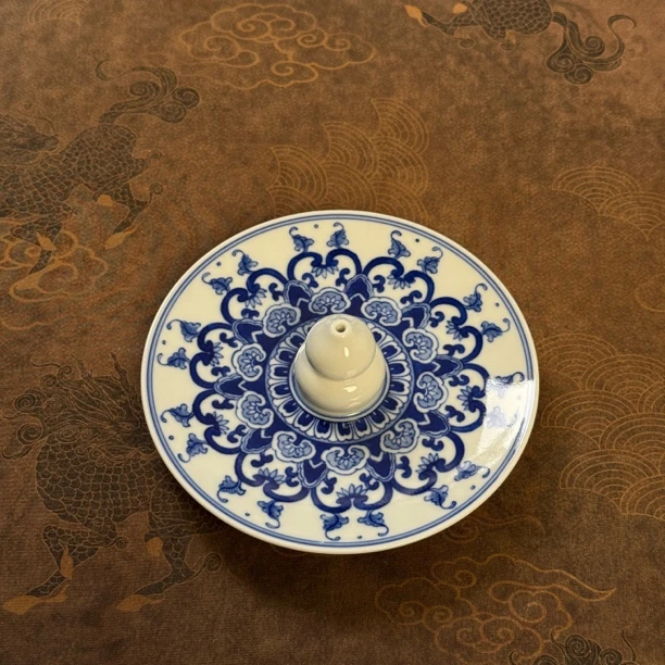 景德镇青言雅玩纯手工手绘青花宝相花纹香插陶瓷茶具