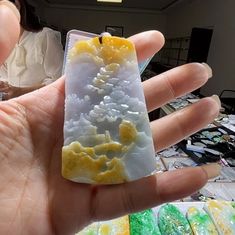 翡翠未镶嵌颈饰一个