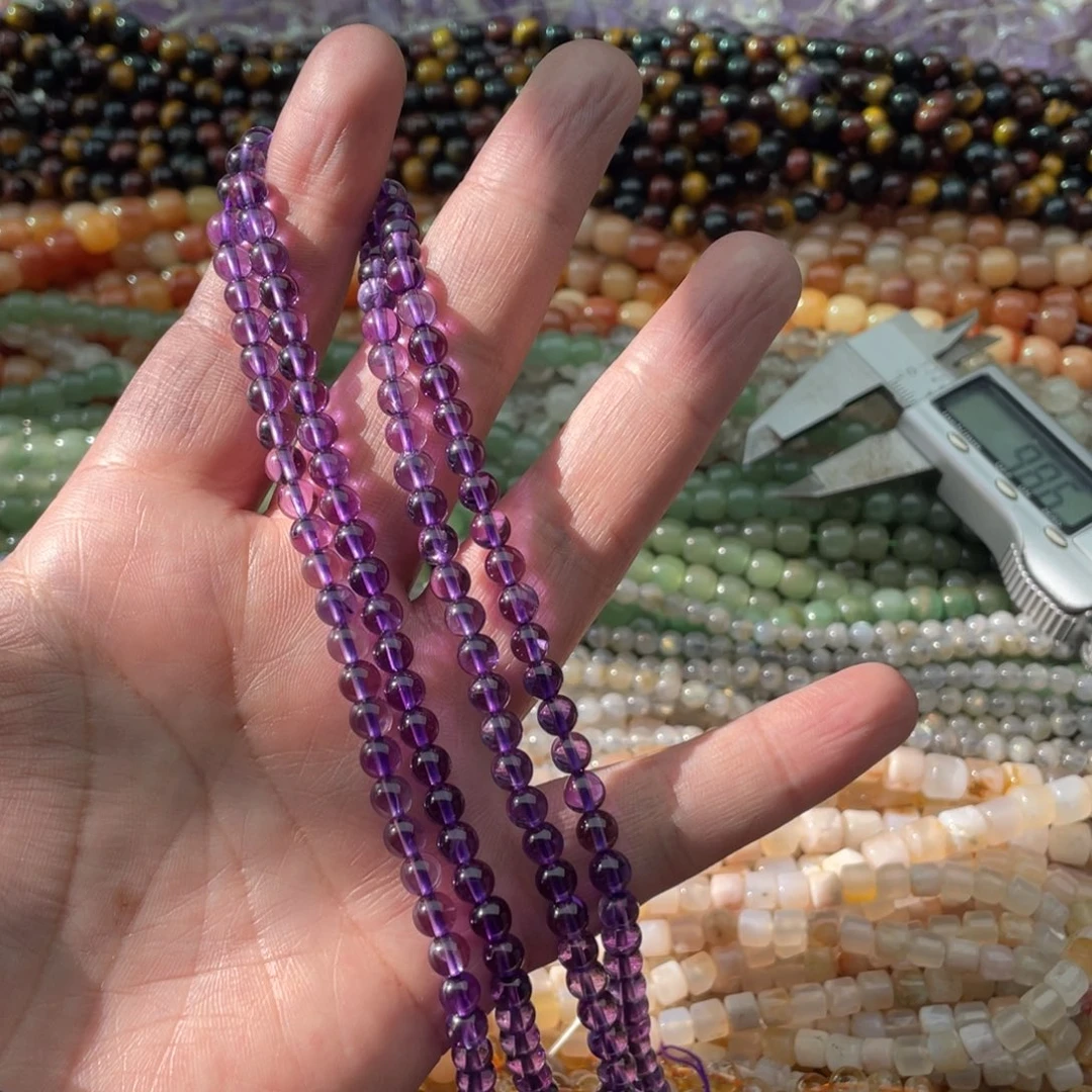 玛瑙/玉髓珠宝半成品未镶嵌一条装5mm+透体紫水