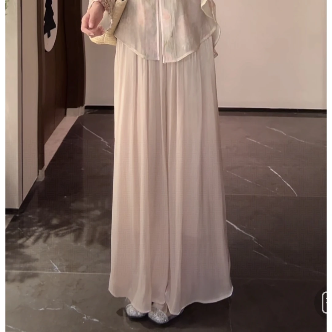 琉璃纱阔腿裙裤高腰显瘦宽松中长款春夏垂感穿搭