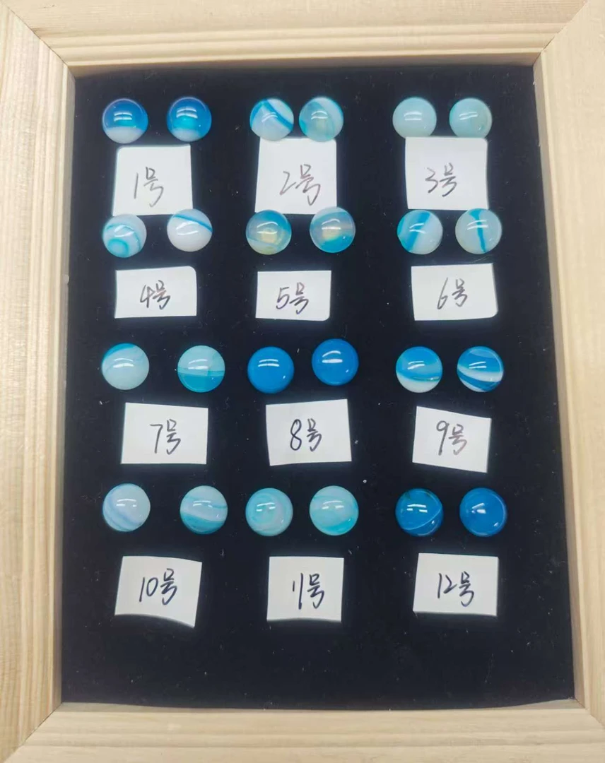 （3）蓝条纹玛瑙足银999耳钉铃铛女蓝色可爱简约欧美风韩系