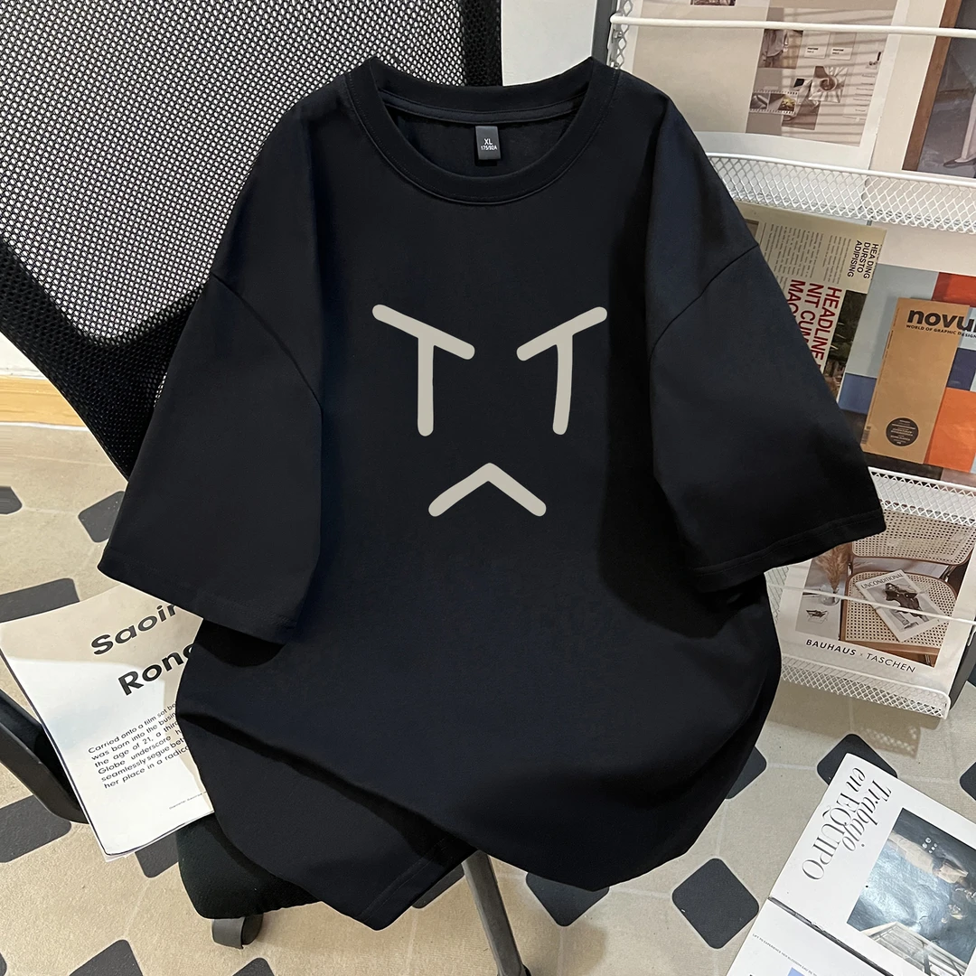 重磅纯棉小众印花短袖男T恤潮流情侣高级感男装潮流上衣ins复古