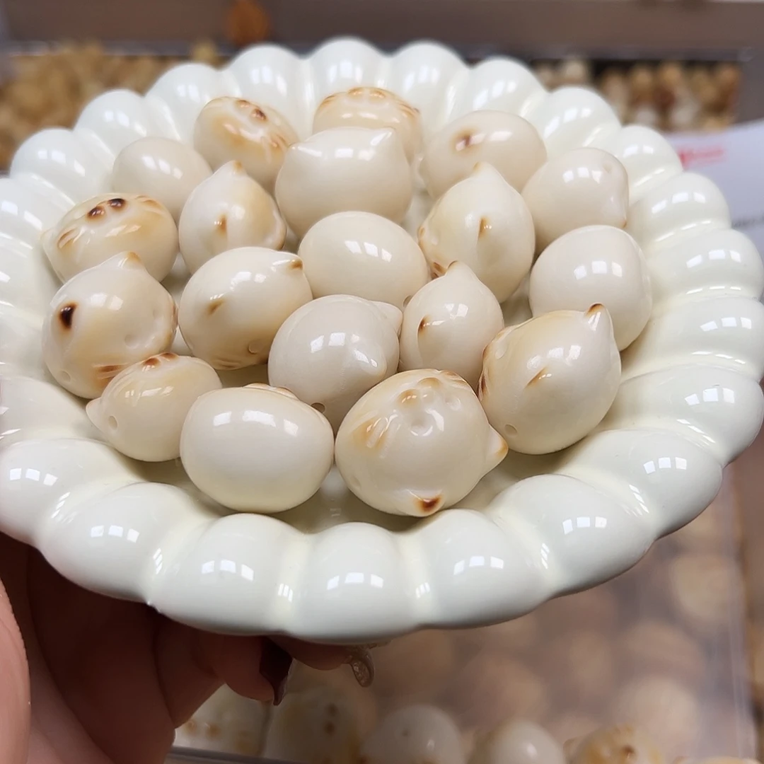 手串菩提根/象牙果瑕疵炭烤胡须猫颗有裂