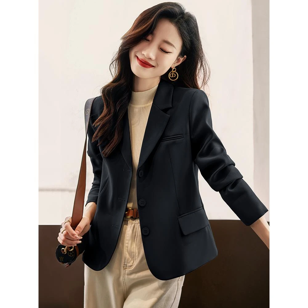 黑色西装外套女春秋小个子2025新款高级感修身短款小西服正装秋季