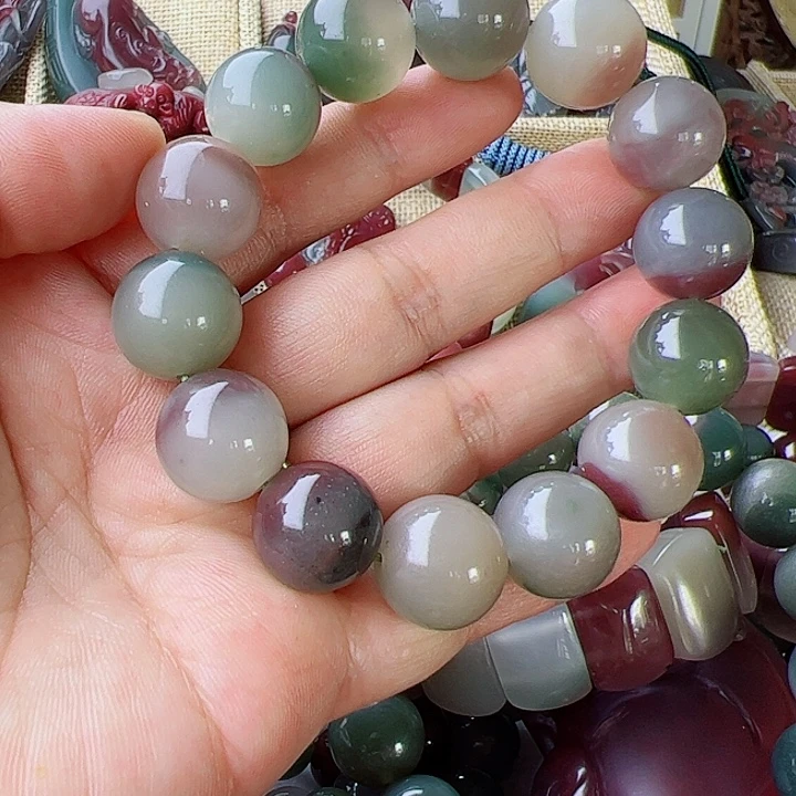 花岗石铁合金秦紫玉手串15毫米