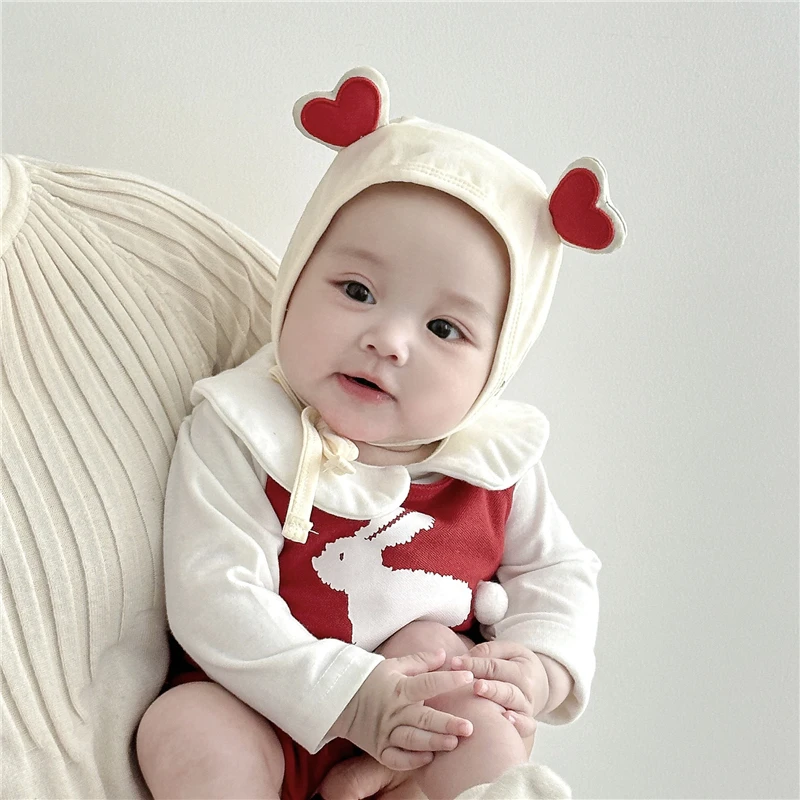 婴幼儿帽子春秋薄款爱心纯棉护囟门胎帽男女宝宝遮阳小月龄包头帽