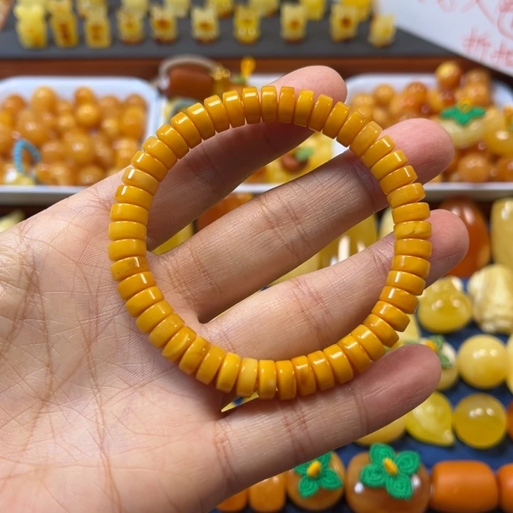 琥珀未镶嵌裸石卡8老蜡手串精工微瑕