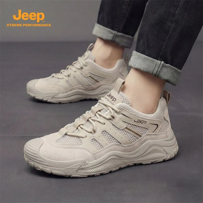 JEEP吉普2026秋季新款面透气鞋低帮休闲运动鞋户外登山徒步男鞋