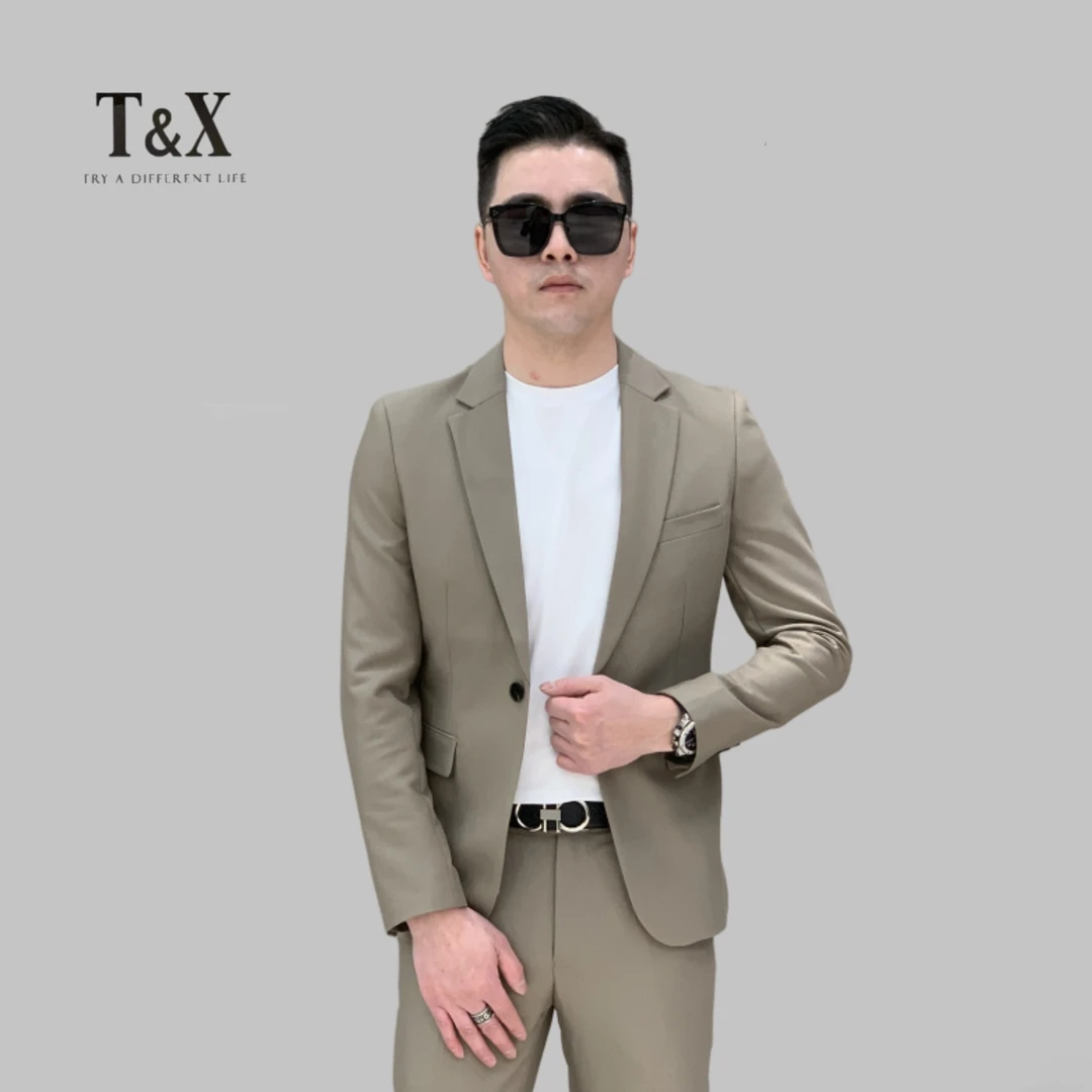 T&X/梯形2025秋季新款男士休闲修身商务气质西装百搭外套（0009）